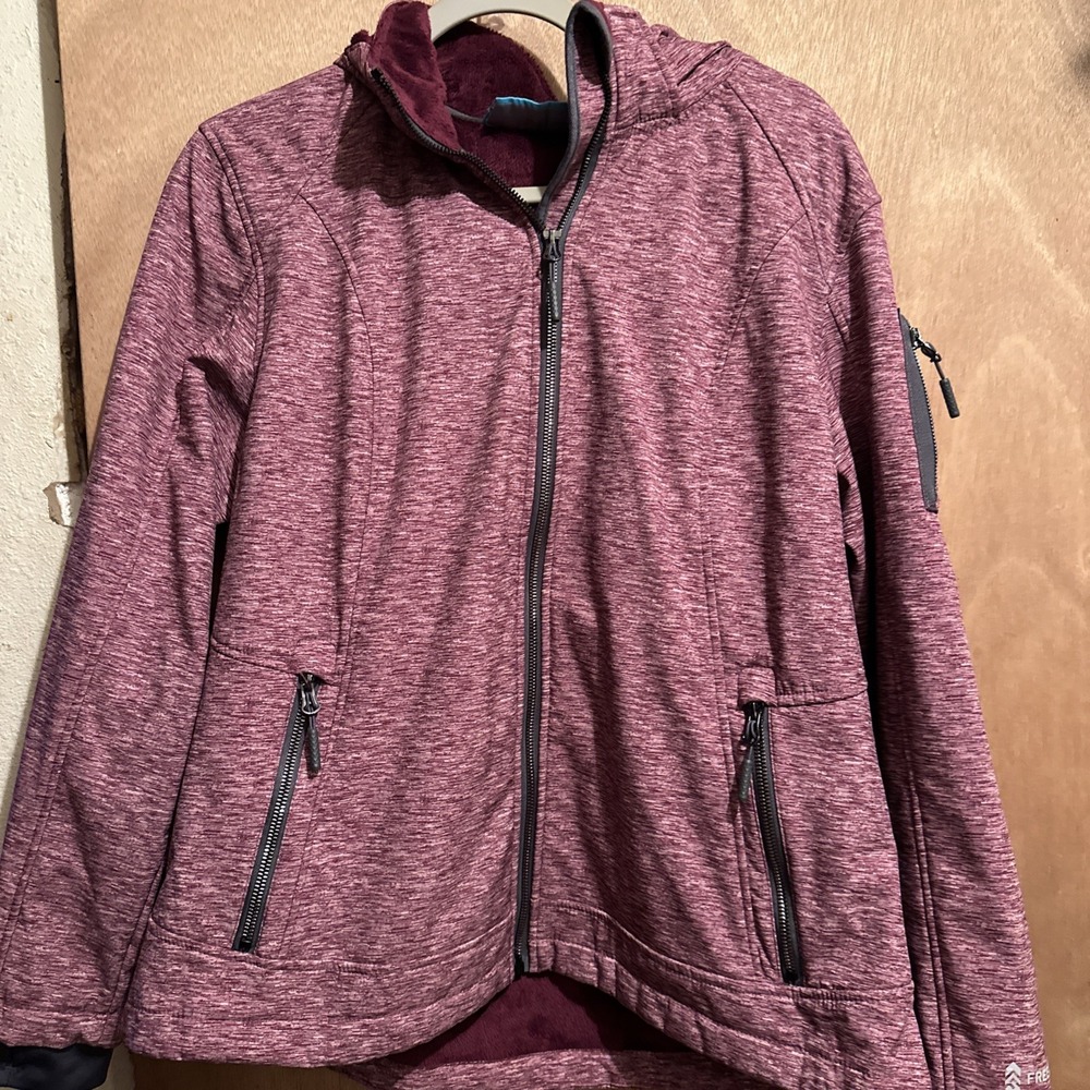 Free Country Women's Softshell Jacket Size Xl Purple Fleece Lined Full Zip